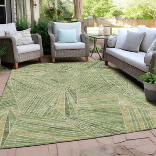 Piper Looms Chantille Geometric ACN915 Green Machine Washable Area Rug Outdoor Lifestyle Image Feature