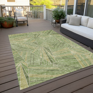 Piper Looms Chantille Geometric ACN915 Green Machine Washable Area Rug Outdoor Lifestyle Image Feature