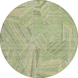 Piper Looms Chantille Geometric ACN915 Green Machine Washable Area Rug Round Main Image