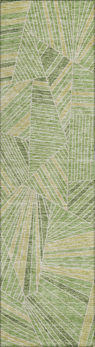 Piper Looms Chantille Geometric ACN915 Green Machine Washable Area Rug Runner Main Image