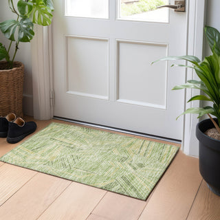Piper Looms Chantille Geometric ACN915 Green Machine Washable Area Rug Scatter Lifestyle Image Feature