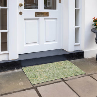 Piper Looms Chantille Geometric ACN915 Green Machine Washable Area Rug Scatter Outdoor Lifestyle Image Feature