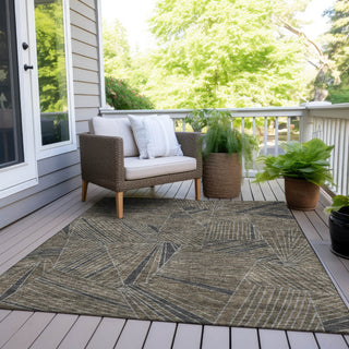 Piper Looms Chantille Geometric ACN915 Mocha Machine Washable Area Rug Outdoor Lifestyle Image Feature
