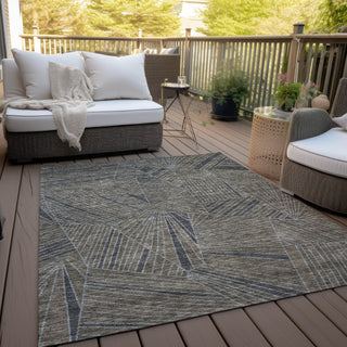 Piper Looms Chantille Geometric ACN915 Mocha Machine Washable Area Rug Outdoor Lifestyle Image Feature