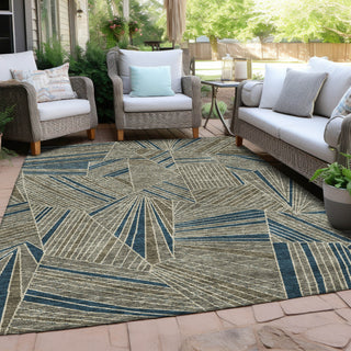 Piper Looms Chantille Geometric ACN915 Taupe Machine Washable Area Rug Outdoor Lifestyle Image Feature
