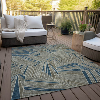 Piper Looms Chantille Geometric ACN915 Taupe Machine Washable Area Rug Outdoor Lifestyle Image Feature