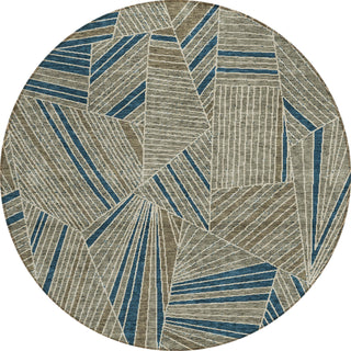 Piper Looms Chantille Geometric ACN915 Taupe Machine Washable Area Rug Round Main Image