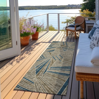 Piper Looms Chantille Geometric ACN915 Taupe Machine Washable Area Rug Runner Outdoor Lifestyle Image Feature
