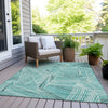Piper Looms Chantille Geometric ACN915 Teal Machine Washable Area Rug Outdoor Lifestyle Image Feature
