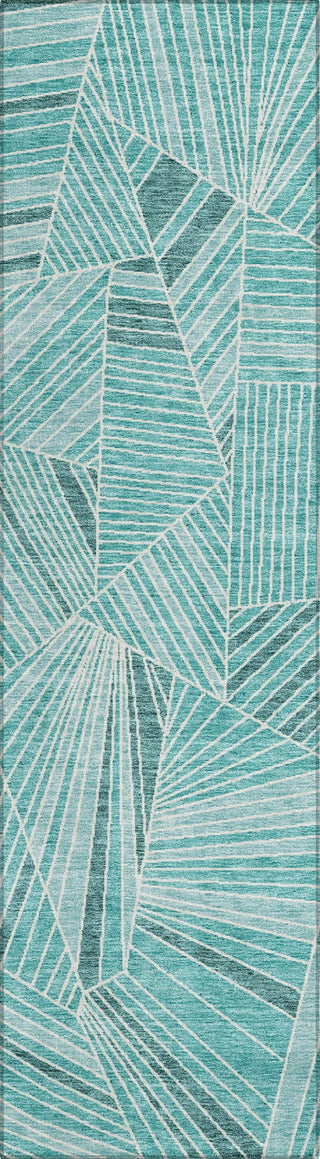 Piper Looms Chantille Geometric ACN915 Teal Machine Washable Area Rug Runner Main Image