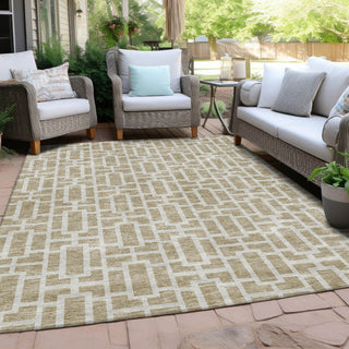 Piper Looms Chantille Geometric ACN916 Beige Machine Washable Area Rug Outdoor Lifestyle Image Feature
