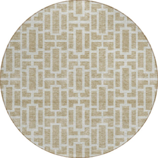 Piper Looms Chantille Geometric ACN916 Beige Machine Washable Area Rug Round Main Image