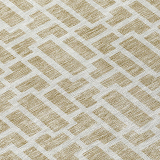 Piper Looms Chantille Geometric ACN916 Beige Machine Washable Area Rug Swatch Image