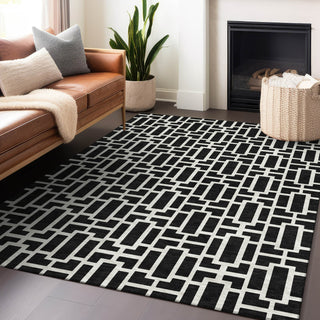 Piper Looms Chantille Geometric ACN916 Black Machine Washable Area Rug Lifestyle Image Feature
