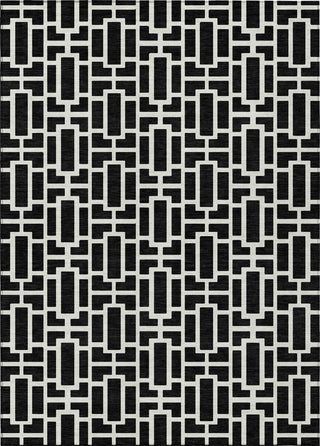 Piper Looms Chantille Geometric ACN916 Black Machine Washable Area Rug main image