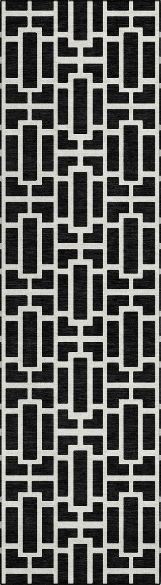 Piper Looms Chantille Geometric ACN916 Black Machine Washable Area Rug Runner Main Image