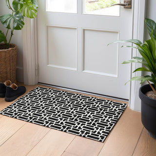 Piper Looms Chantille Geometric ACN916 Black Machine Washable Area Rug Scatter Lifestyle Image Feature