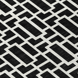 Piper Looms Chantille Geometric ACN916 Black Machine Washable Area Rug Swatch Image