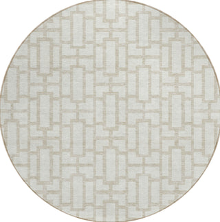 Piper Looms Chantille Geometric ACN916 Ivory Machine Washable Area Rug Round Main Image