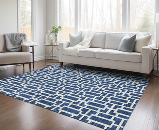 Piper Looms Chantille Geometric ACN916 Navy Machine Washable Area Rug Lifestyle Image Feature
