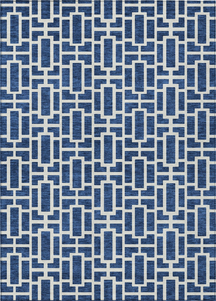 Piper Looms Chantille Geometric ACN916 Navy Machine Washable Area Rug main image