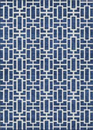 Piper Looms Chantille Geometric ACN916 Navy Machine Washable Area Rug main image