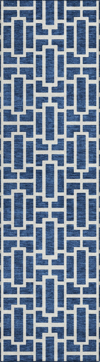 Piper Looms Chantille Geometric ACN916 Navy Machine Washable Area Rug Runner Main Image