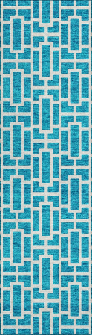 Piper Looms Chantille Geometric ACN916 Turquoise Machine Washable Area Rug Runner Main Image