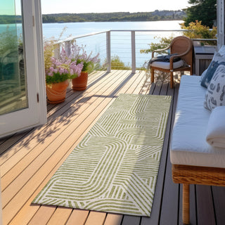 Piper Looms Chantille Lines ACN917 Aloe Machine Washable Area Rug Runner Outdoor Lifestyle Image Feature