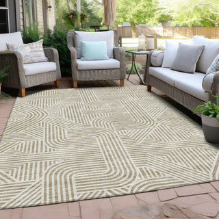 Piper Looms Chantille Lines ACN917 Beige Machine Washable Area Rug Outdoor Lifestyle Image Feature