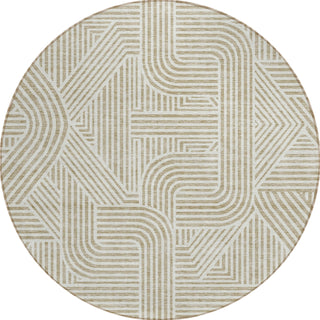 Piper Looms Chantille Lines ACN917 Beige Machine Washable Area Rug Round Main Image