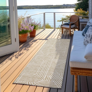 Piper Looms Chantille Lines ACN917 Beige Machine Washable Area Rug Runner Outdoor Lifestyle Image Feature