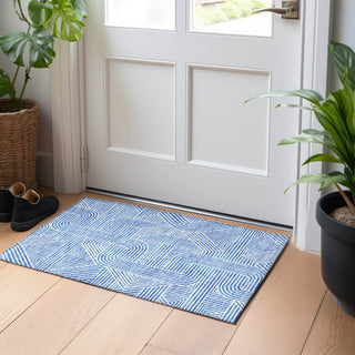 Piper Looms Chantille Lines ACN917 Blue Machine Washable Area Rug Scatter Lifestyle Image Feature