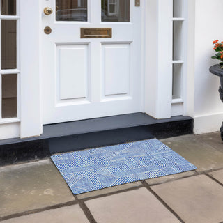 Piper Looms Chantille Lines ACN917 Blue Machine Washable Area Rug Scatter Outdoor Lifestyle Image Feature