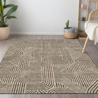 Piper Looms Chantille Lines ACN917 Brown Machine Washable Area Rug Lifestyle Image Feature