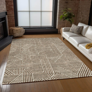 Piper Looms Chantille Lines ACN917 Brown Machine Washable Area Rug Lifestyle Image Feature