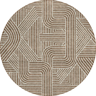 Piper Looms Chantille Lines ACN917 Brown Machine Washable Area Rug Round Main Image