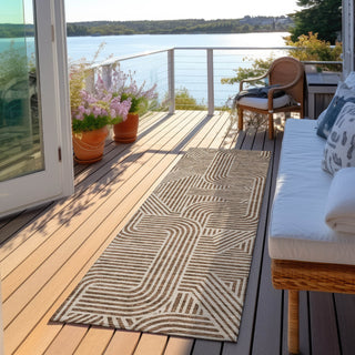 Piper Looms Chantille Lines ACN917 Brown Machine Washable Area Rug Runner Outdoor Lifestyle Image Feature