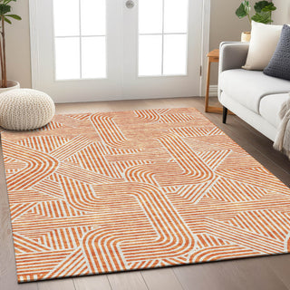 Piper Looms Chantille Lines ACN917 Orange Machine Washable Area Rug Lifestyle Image Feature