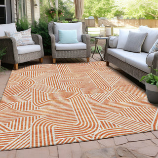 Piper Looms Chantille Lines ACN917 Orange Machine Washable Area Rug Outdoor Lifestyle Image Feature