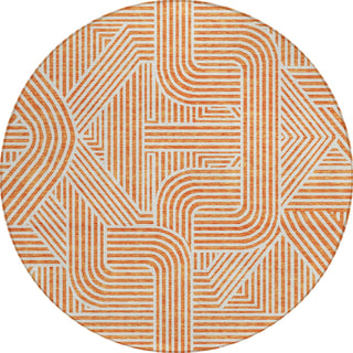 Piper Looms Chantille Lines ACN917 Orange Machine Washable Area Rug Round Main Image