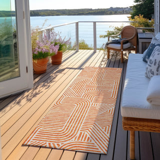 Piper Looms Chantille Lines ACN917 Orange Machine Washable Area Rug Runner Outdoor Lifestyle Image Feature