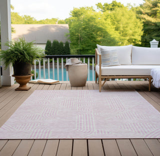 Piper Looms Chantille Lines ACN917 Pink Machine Washable Area Rug Outdoor Lifestyle Image Feature
