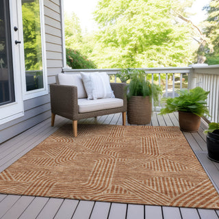 Piper Looms Chantille Lines ACN917 Terracotta Machine Washable Area Rug Outdoor Lifestyle Image Feature