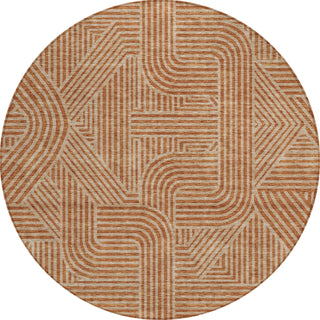 Piper Looms Chantille Lines ACN917 Terracotta Machine Washable Area Rug Round Main Image