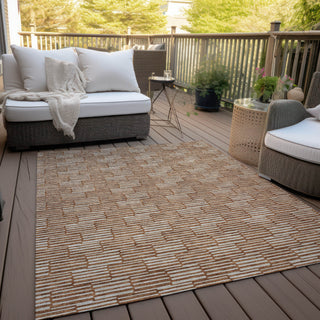 Piper Looms Chantille Lines ACN918 Paprika Machine Washable Area Rug Outdoor Lifestyle Image Feature