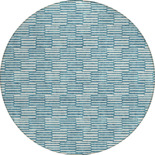 Piper Looms Chantille Lines ACN918 Teal Machine Washable Area Rug Round Main Image
