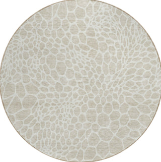 Piper Looms Chantille Geometric ACN919 Beige Machine Washable Area Rug Round Main Image