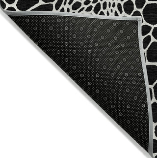 Piper Looms Chantille Geometric ACN919 Black Machine Washable Area Rug Backing Image
