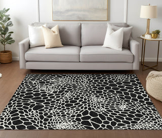 Piper Looms Chantille Geometric ACN919 Black Machine Washable Area Rug Lifestyle Image Feature